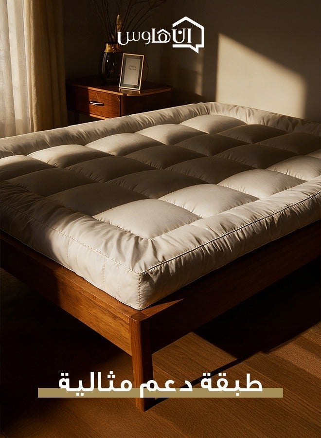 إن - هاوس بكج التوفير | لباد مرتبة ارتفاع 8 سم مع 2 مخده فندقية قياس 75x50 سم - أبيض - Image 4